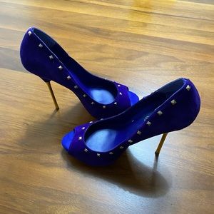 Purple and Gold Bebe Heels